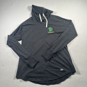 New Era Women’s L Baseball Pullover Gray Green B Logo Athletic Top